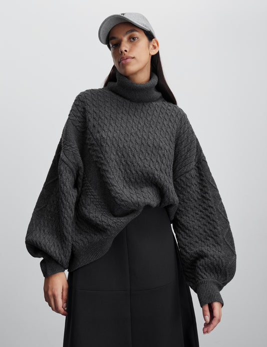 Recycled Wool Mix Rerik Sweater, Charcoal Melange