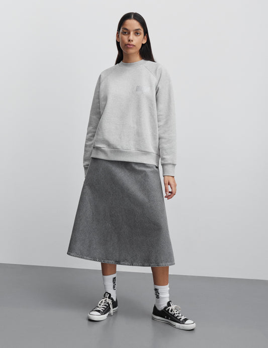 Grey Denim Stelly C Long Skirt, Grey