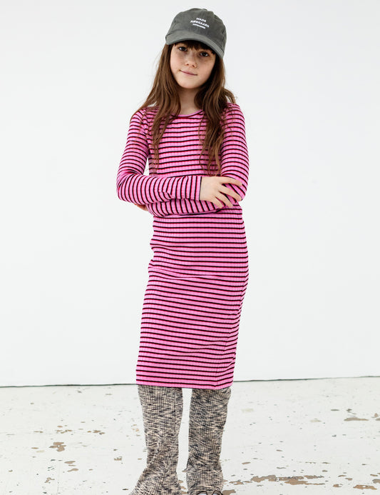 5x5 Stripe Dubina Dress, 5x5 Stripe/Begonia Pink