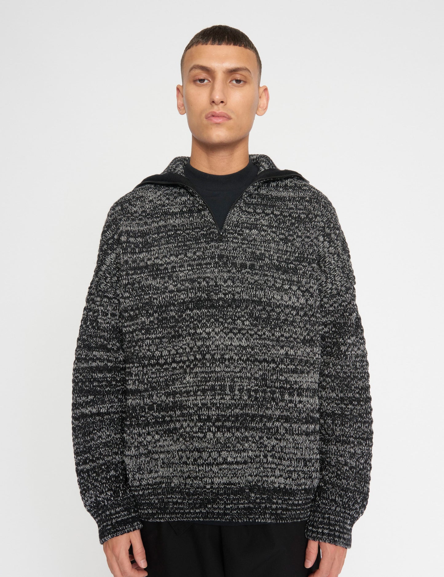 100% Wool Udo Sweater, Black/Off White