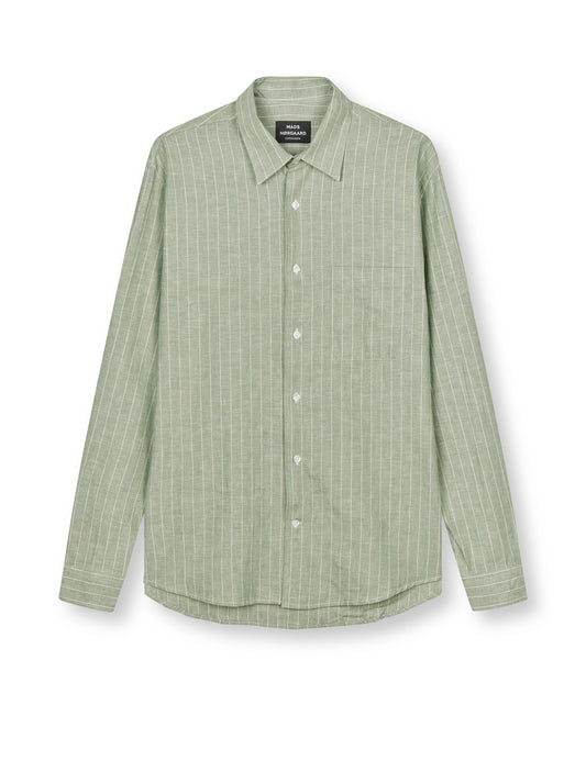 Cotton Linen Malte Stripe Shirt, Sea Spray/Birtch