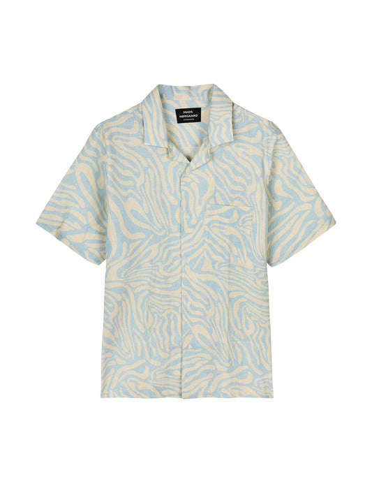 Cotton Linen Kenji AOP Shirt SS, Dream Blue/Birtch AOP