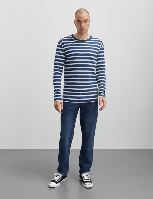 Trio Rib Tobias Tee LS, Sargasso Sea/White