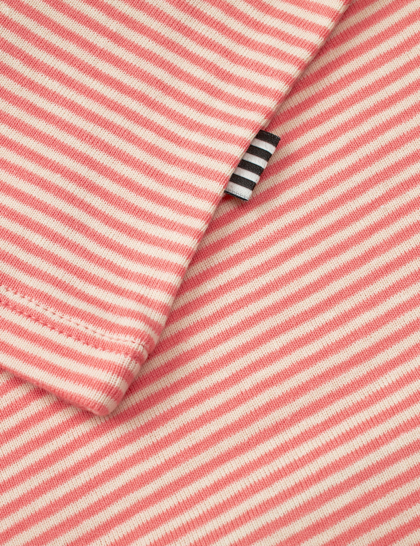 Soft Mini Striped Tobinino Tee LS, Shell Pink/Seedpearl