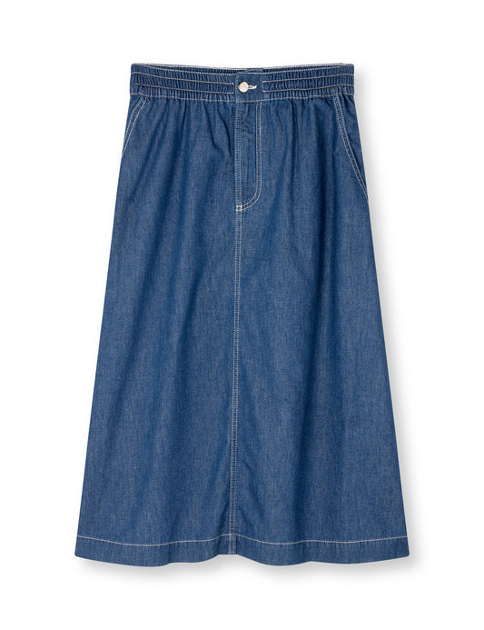 Air Denim Luni Skirt, Mid Blue Denim