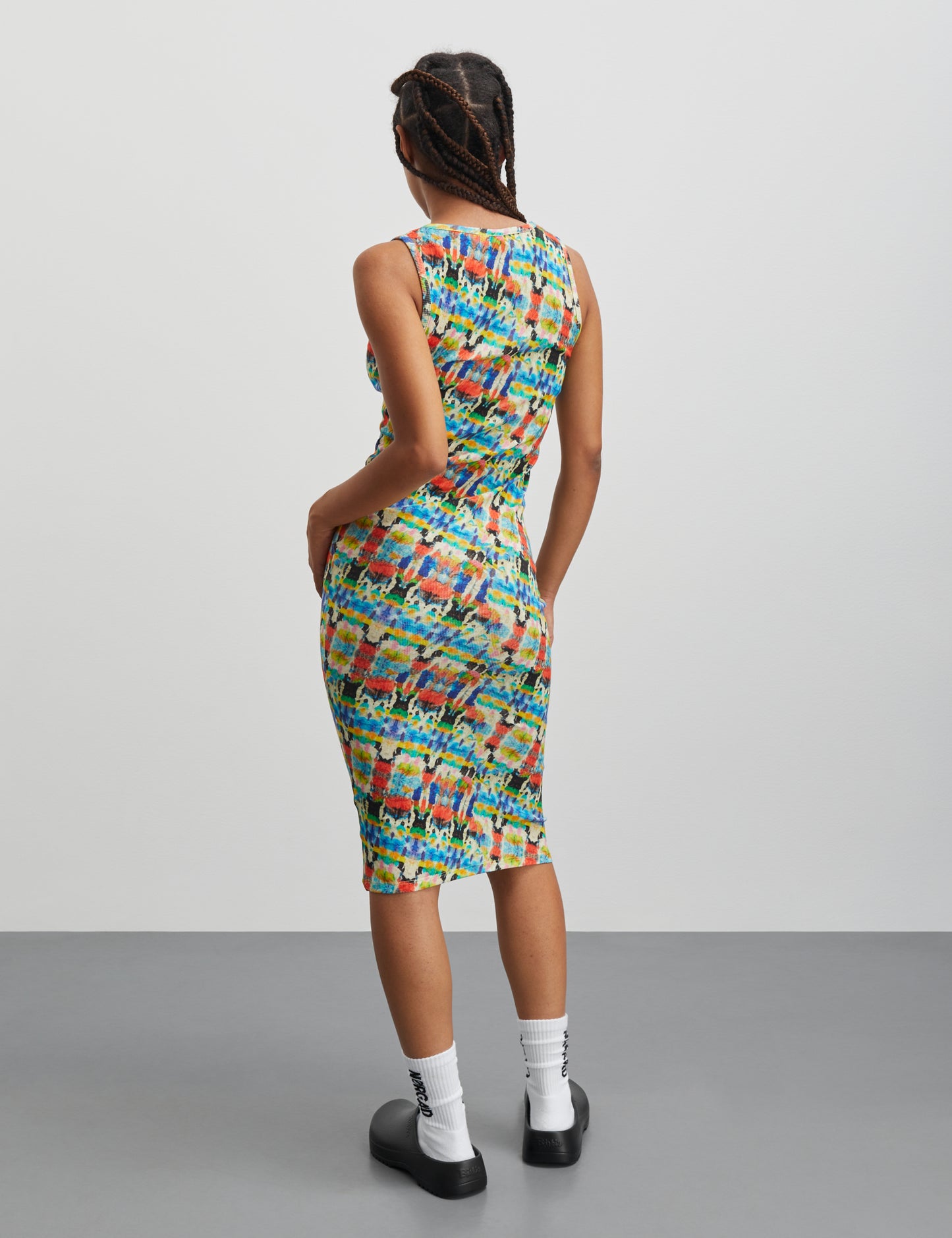 2x2 Cotton AOP Ama Dress, Blur Fleur AOP/Lemon Zest