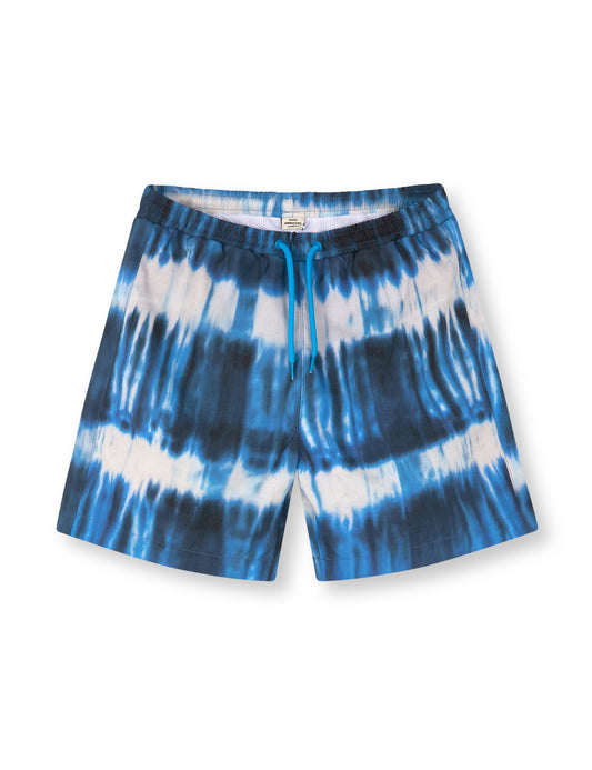 Sea Print Sandrino Shorts, Tie Dye Stripe AOP Merthyl Blu