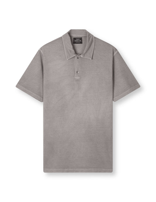 Cotton Jersey Pigment Dye Polo Shirt, Titanium