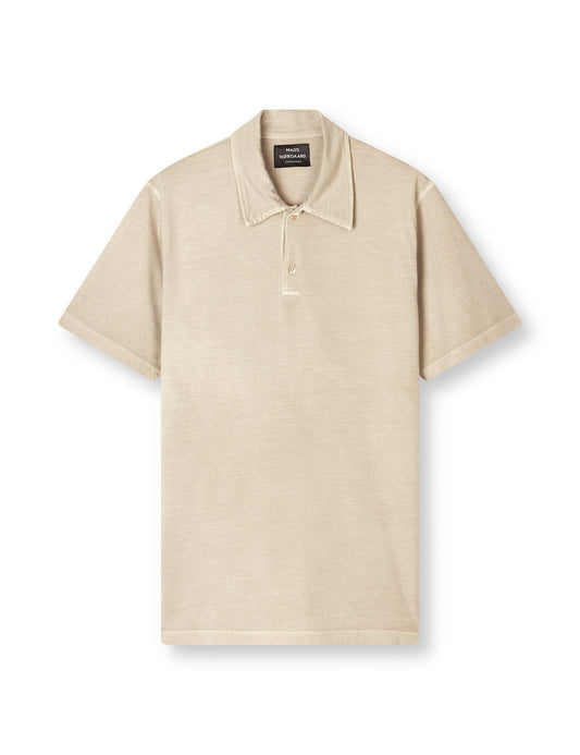 Cotton Jersey Pigment Dye Polo Shirt, Oatmeal