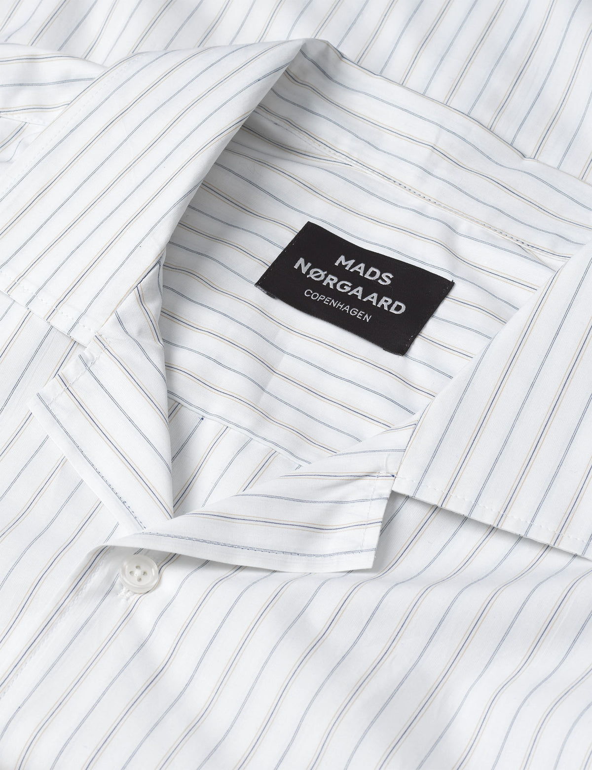 Prime Cotton Poplin Kenji Stripe SS, White/Blue/Kangaroo Stripe