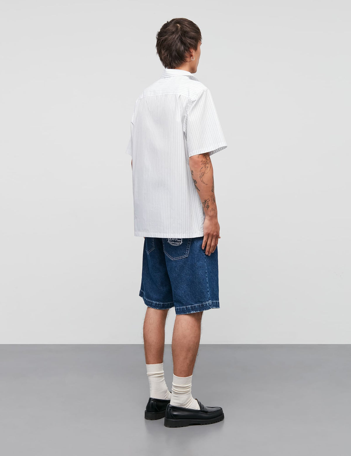 Prime Cotton Poplin Kenji Stripe SS, White/Blue/Kangaroo Stripe
