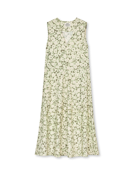 Poplinea Emsa AOP Dress, Shadow Lime Flower