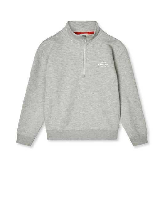 Mix Sweat Crewie Half Zip Sweatshirt, Grey Melange