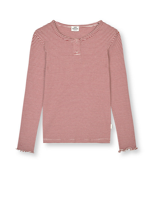 2x2 Cotton Stripe Tala Tee LS, Winery/Vanilla Ice