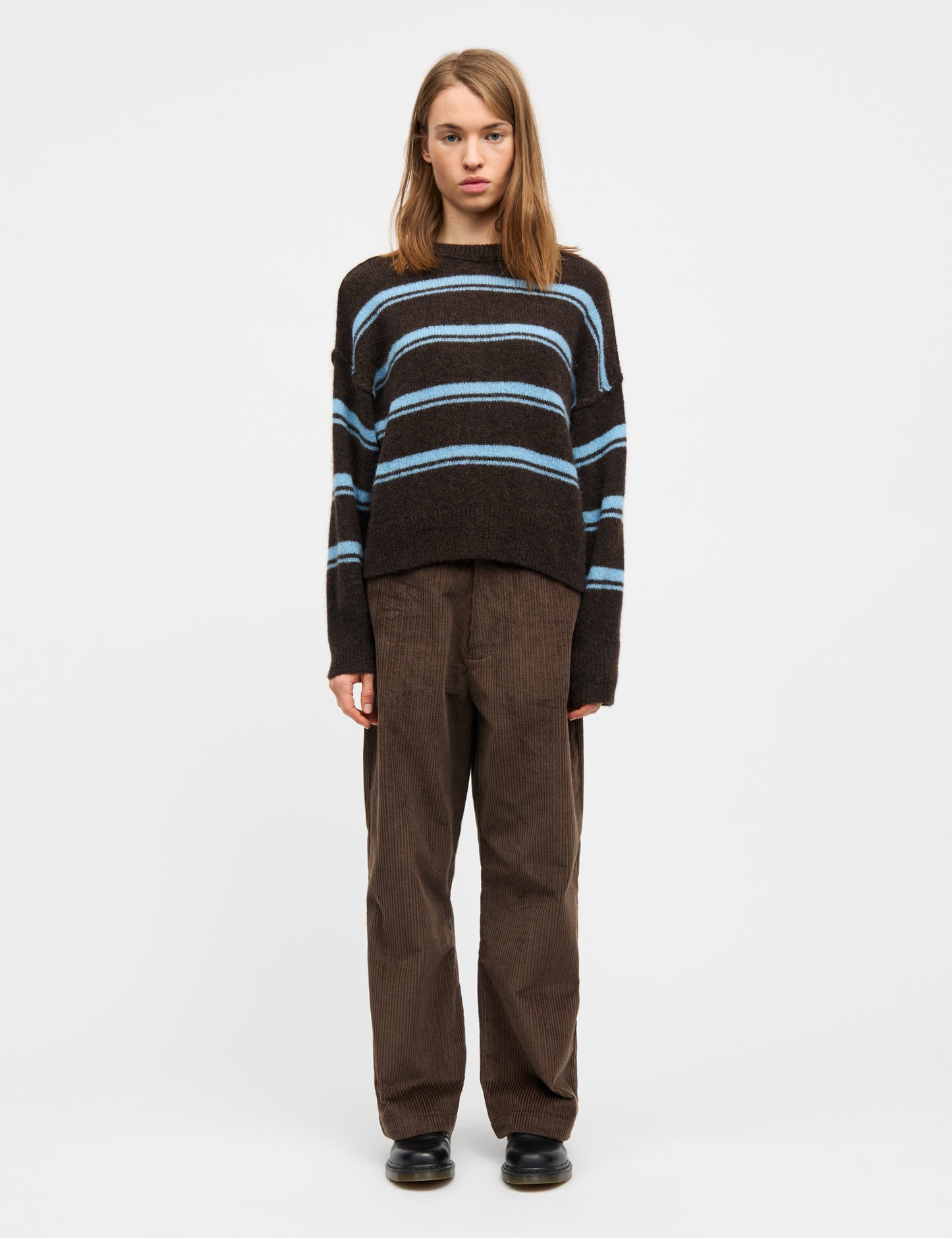 Alpaca Murphy Sweater, Demitasse/Frozen Fjord