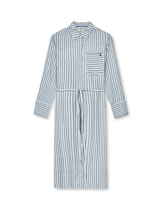 Delicate Twill Cany Dress AOP, Pinstripe AOP/Malibu Blue