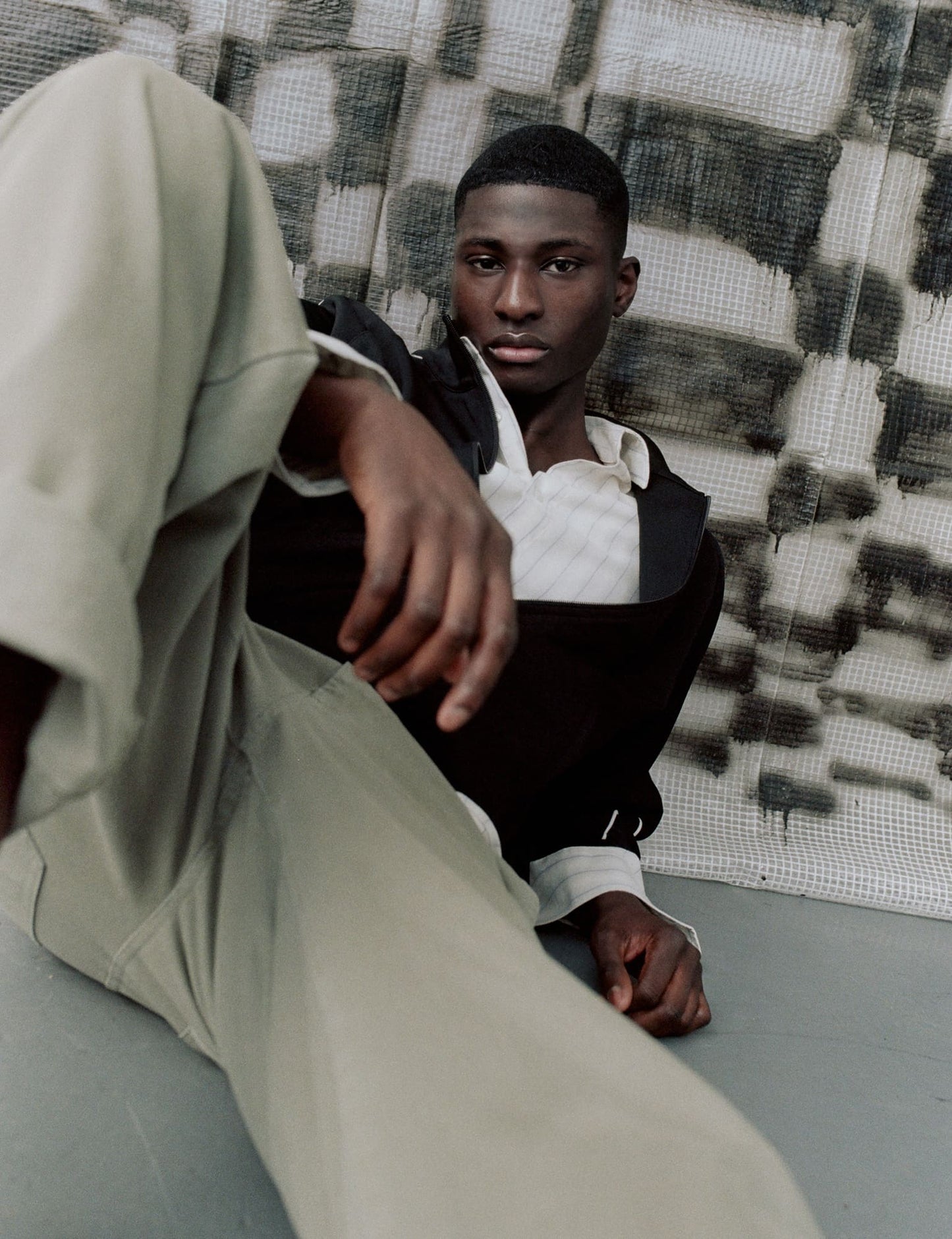 Cotton Oxford Sune Stripe Shirt BD FAV, White/Four Leaf Clover/Rainy D