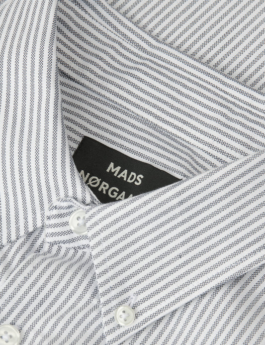 Cotton Oxford Sune Stripe Shirt BD FAV, White/Parisian Night