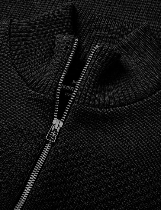 Wool Klemens Half Zip Knit, Black