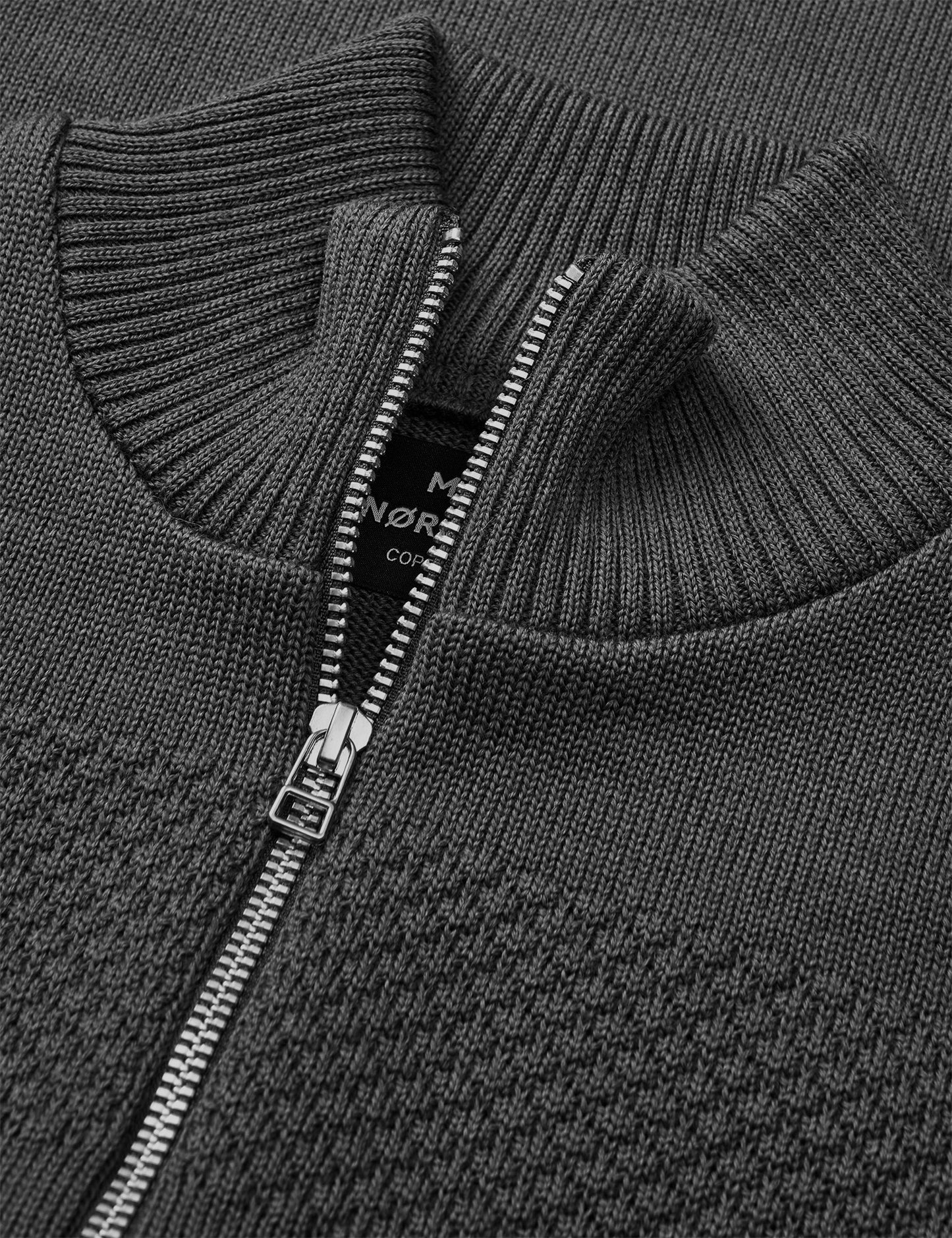Wool Klemens Half Zip Knit, Charcoal Melange