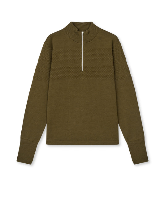 Wool Klemens Half Zip Knit, Beech