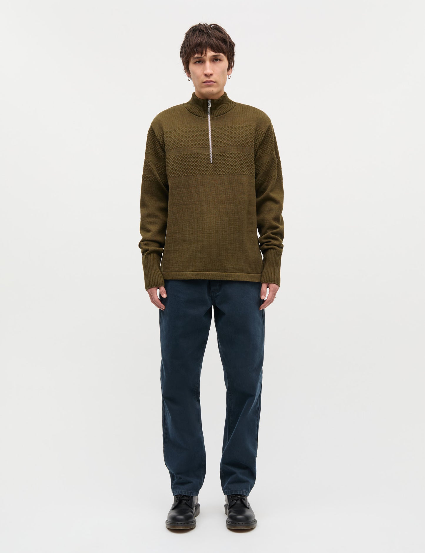 Wool Klemens Half Zip Knit, Beech