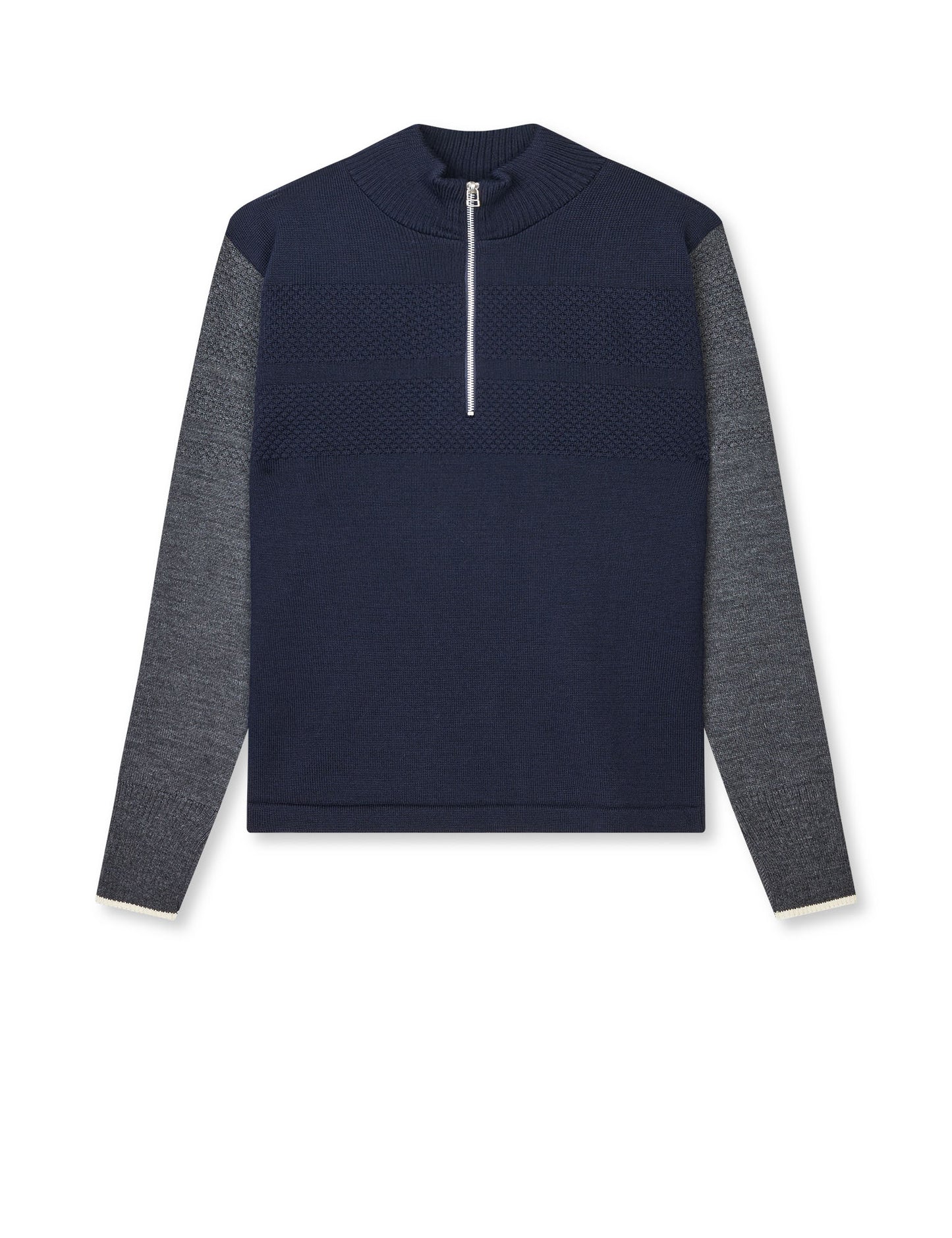 Wool Klemens Half Zip Knit, Parisian Night/Charcoal Melang
