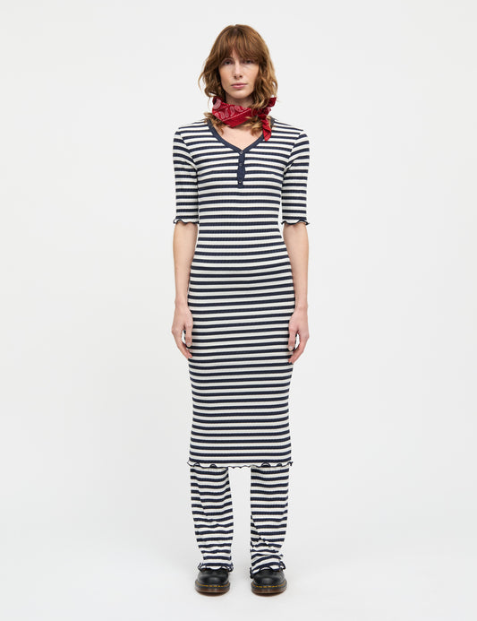 5x5 Stripe Tanya Dress, Vanilla Ice/Parisian Night