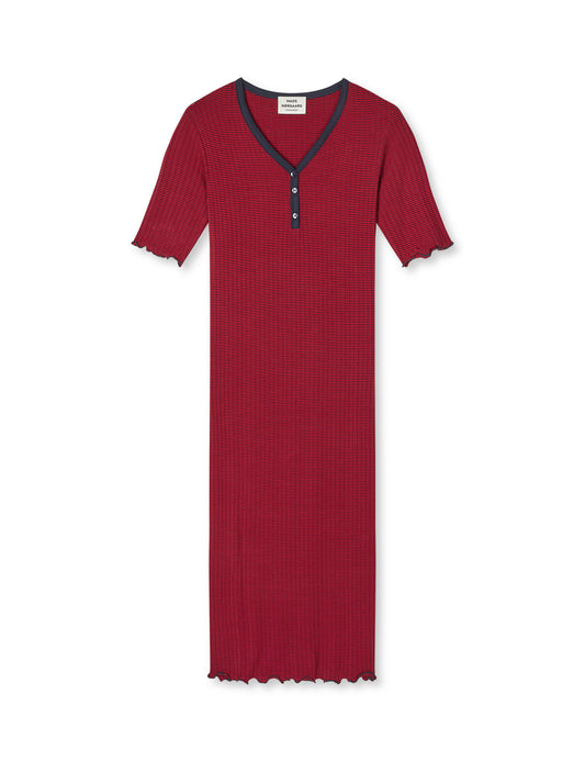 5x5 Stripe Tanya Dress, Parisian Night/High Risk Red