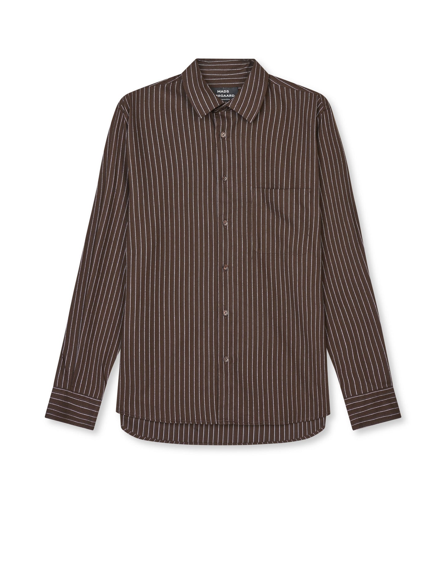 Cotton Flannel Stripe Sune Shirt, Demitasse Stripe