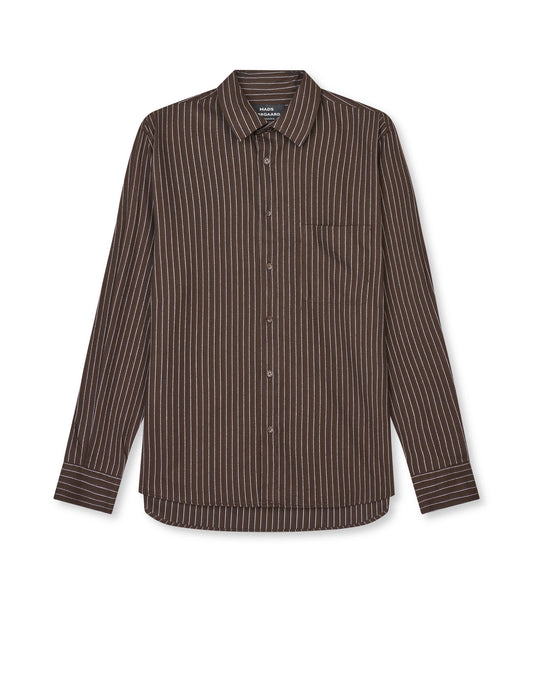 Cotton Flannel Stripe Sune Shirt, Demitasse Stripe