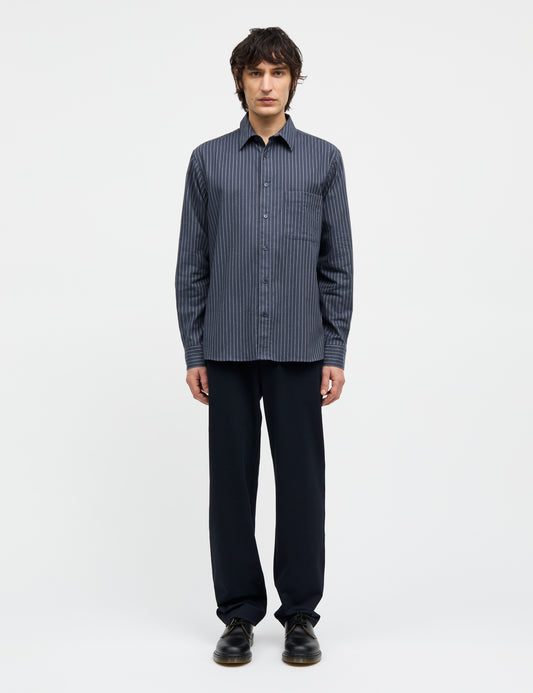 Cotton Flannel Stripe Sune Shirt, Parisian Night Stripe