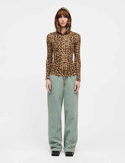 2x2 Cotton Tilla Hood AOP, Leopard AOP/Black