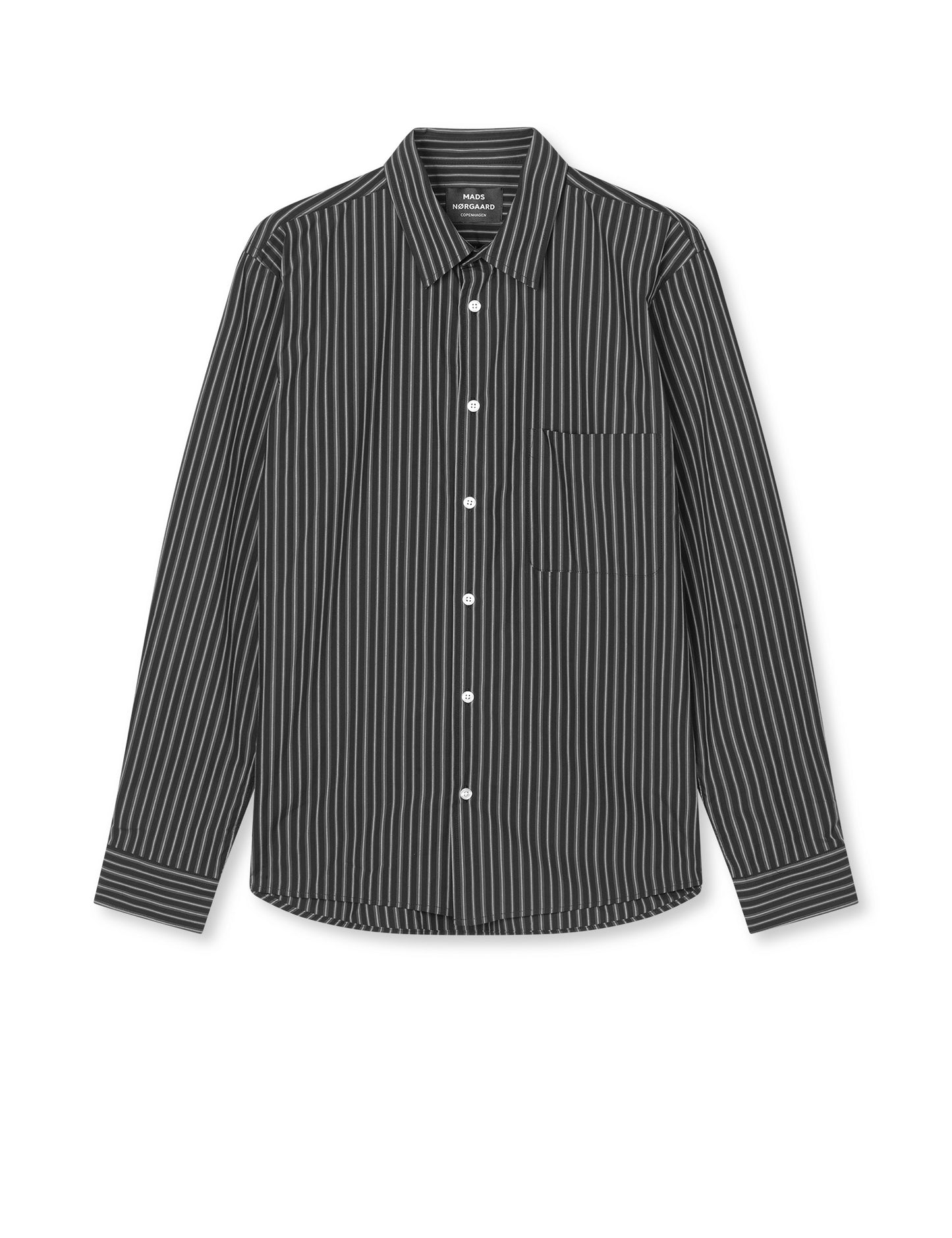 Prime Cotton Poplin Sune Shirt, Black/White/Asphalt ST.