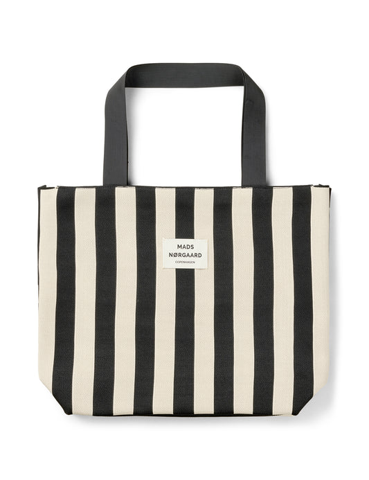 Knit Stripe Tote Bag, Black
