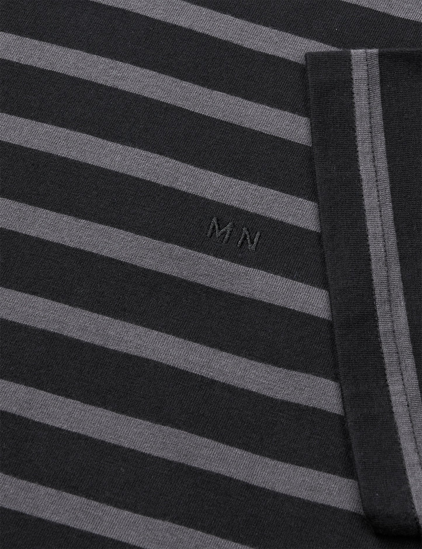 Cotton Jersey Stripe Frode Tee, Asphalt/Black