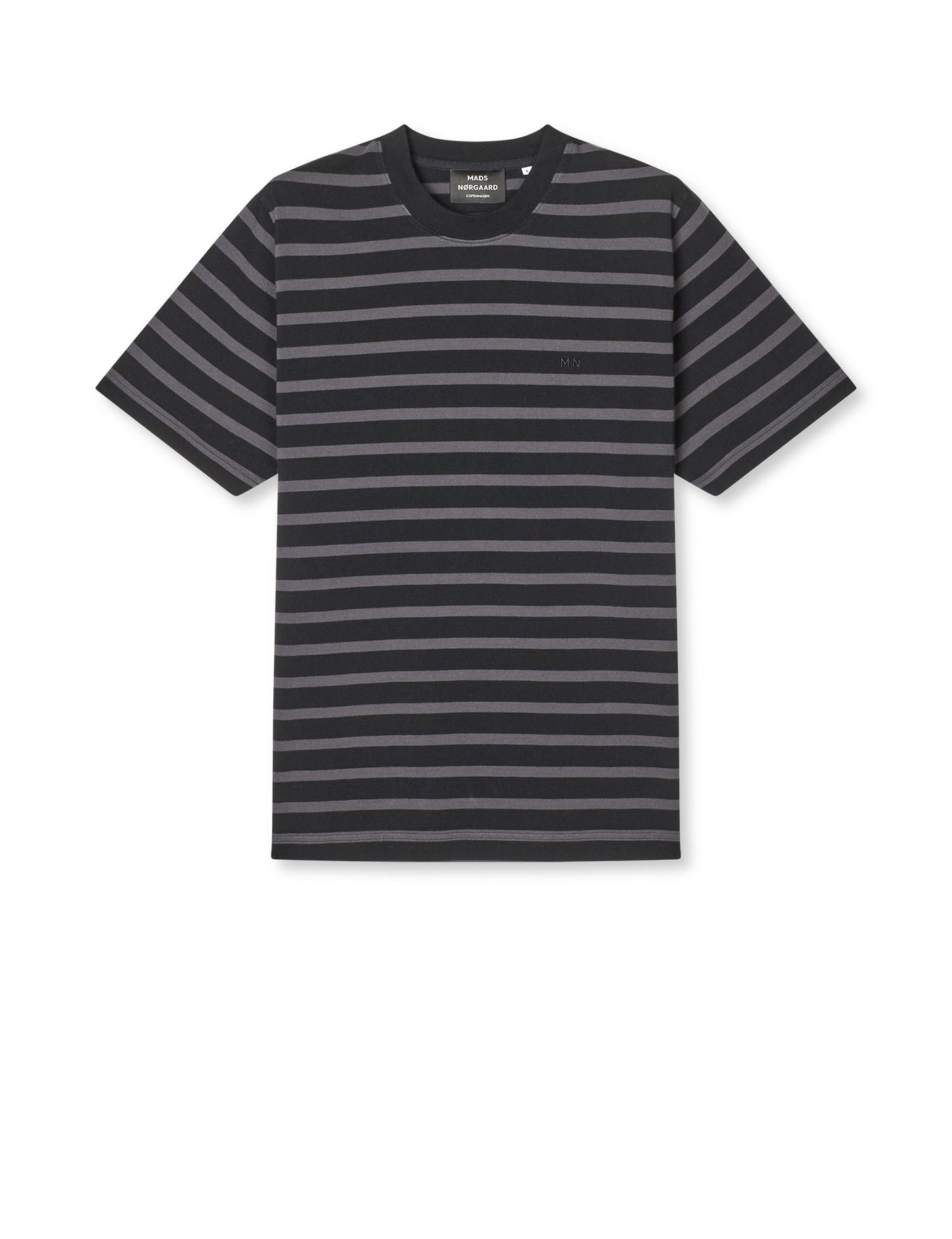 Cotton Jersey Stripe Frode Tee, Asphalt/Black
