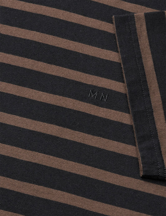 Cotton Jersey Stripe Frode Tee, Black/Demitasse