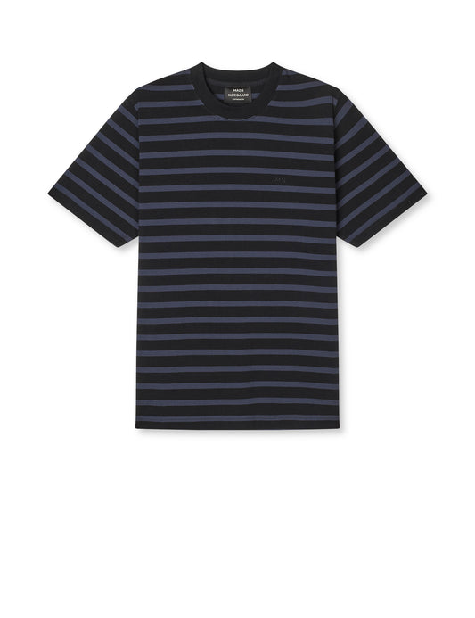 Cotton Jersey Stripe Frode Tee, Parisian Night/Black