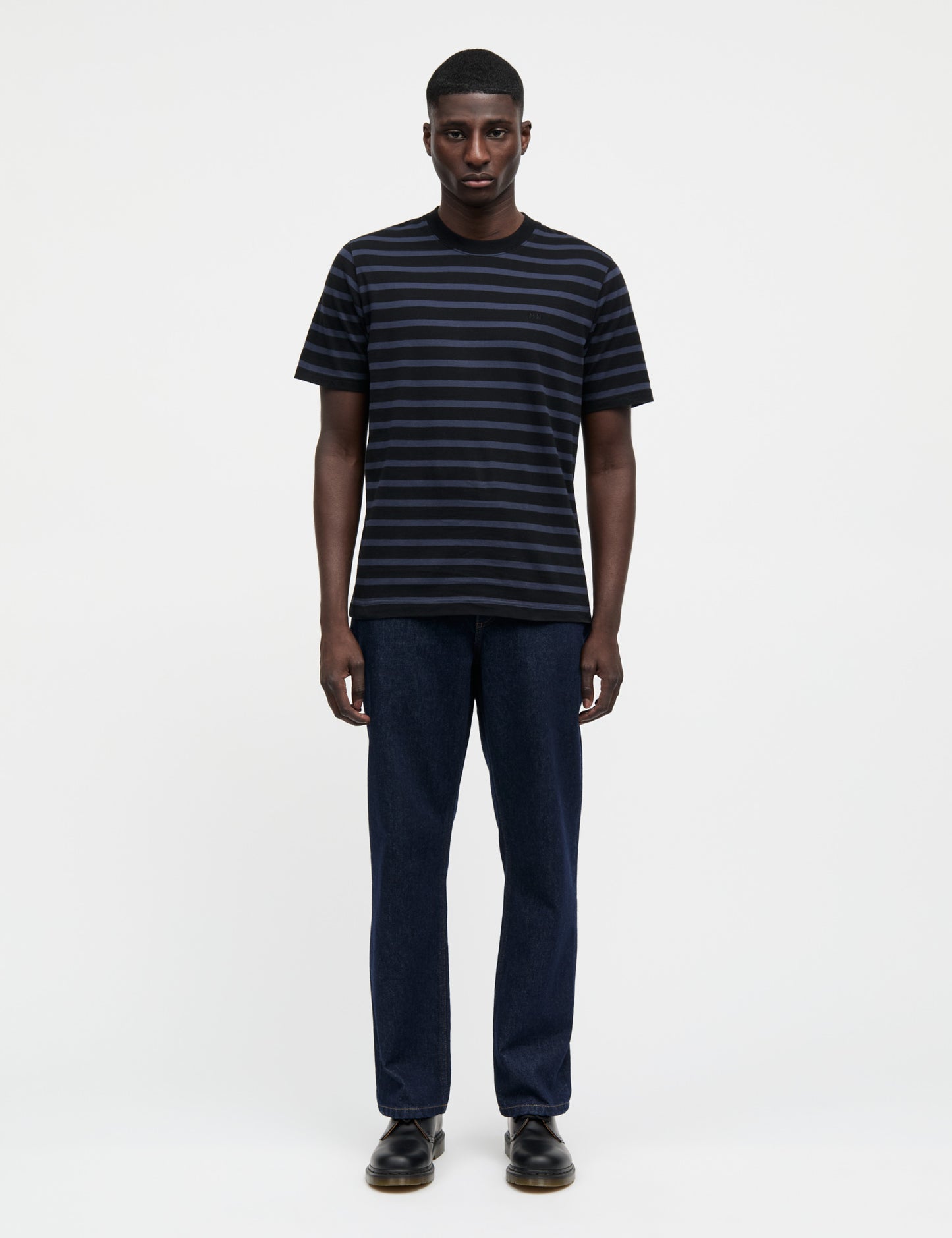 Cotton Jersey Stripe Frode Tee, Parisian Night/Black