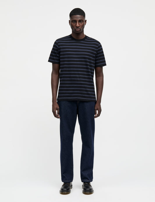 Cotton Jersey Stripe Frode Tee, Parisian Night/Black