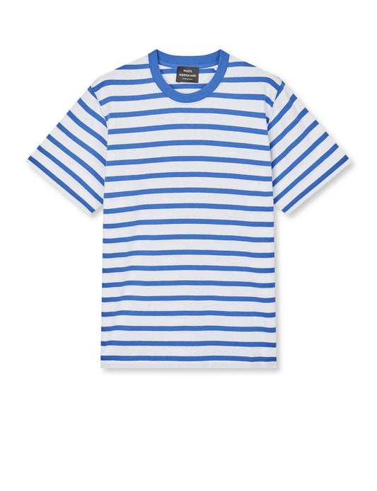 Cotton Jersey Stripe Frode Tee, Bright Cobalt/White