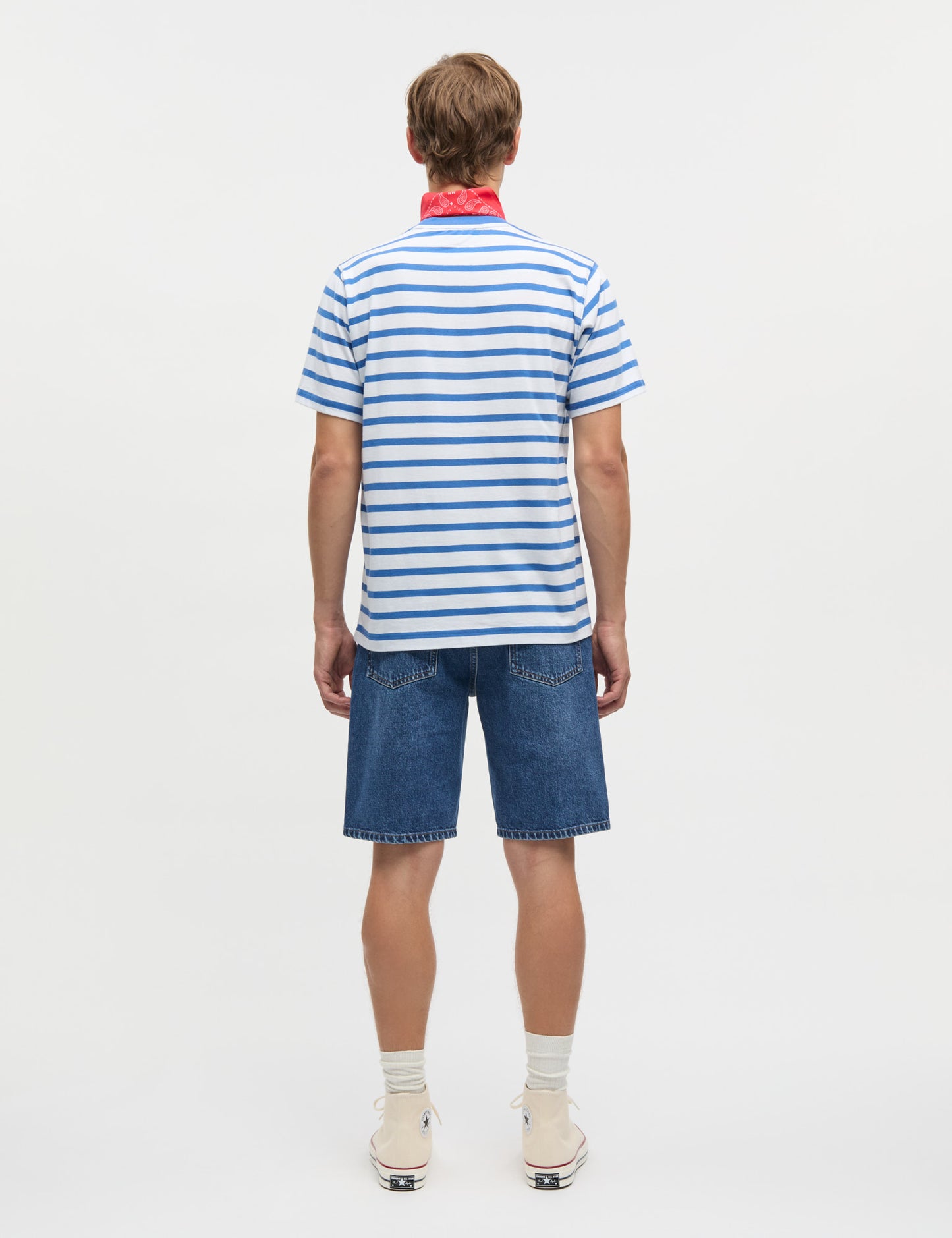 Cotton Jersey Stripe Frode Tee, Bright Cobalt/White
