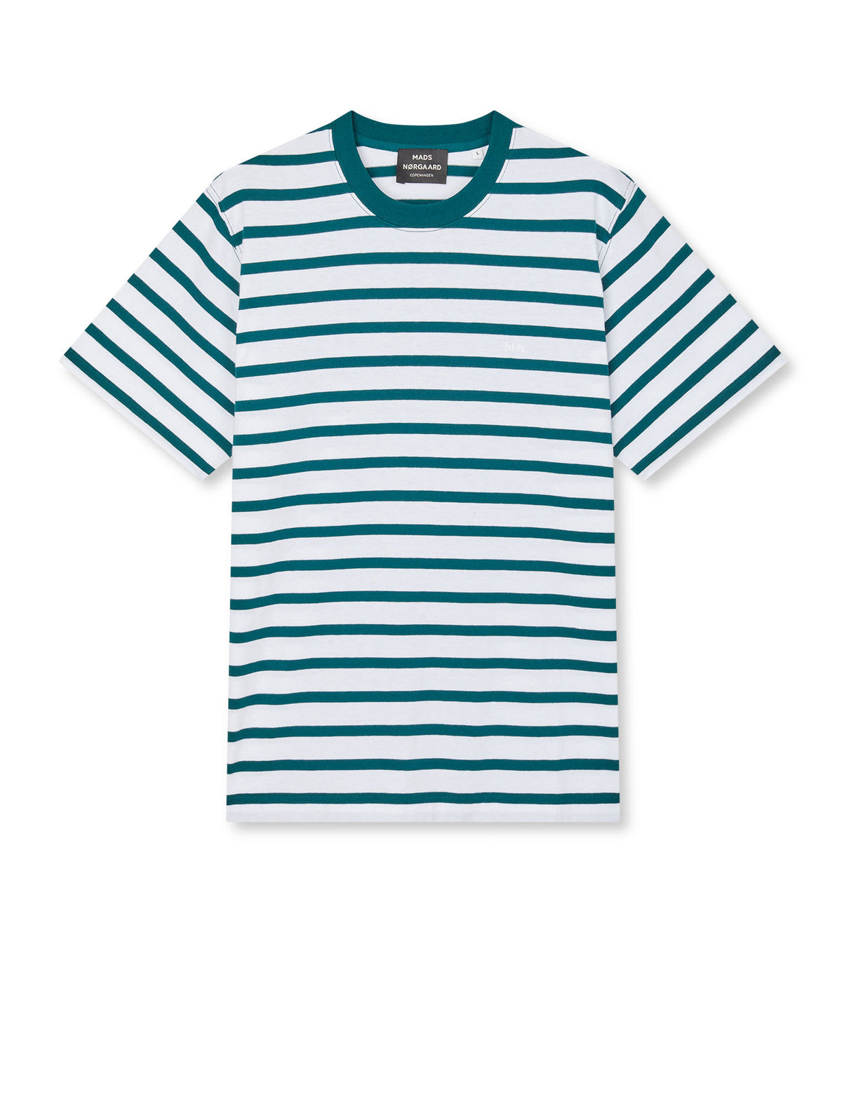 Cotton Jersey Stripe Frode Tee, Deep Sea/White