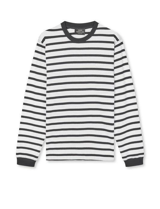 Cotton Jersey Stripe Frode Tee LS, Black/White