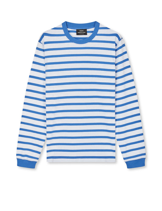 Cotton Jersey Stripe Frode Tee LS, Bright Cobalt/White