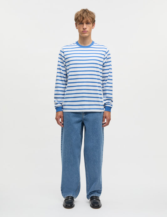 Cotton Jersey Stripe Frode Tee LS, Bright Cobalt/White