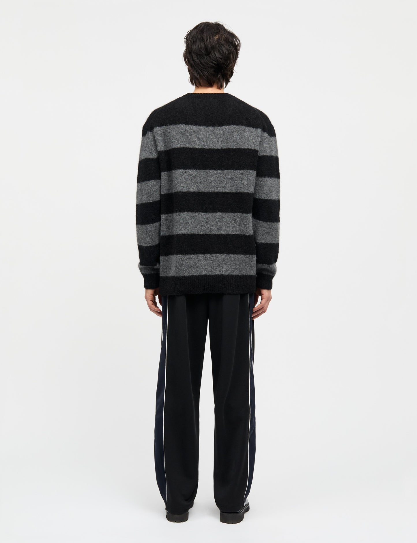 Alpaca Vilhelm Stripe Knit, Black/Asphalt