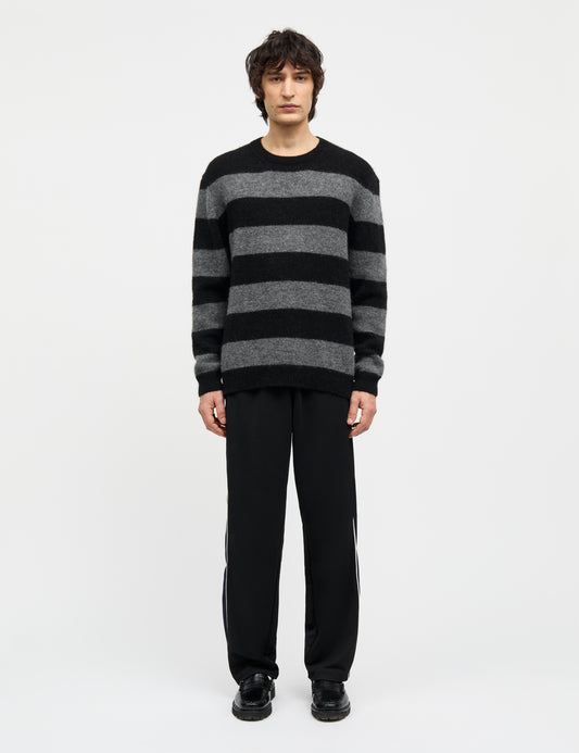 Alpaca Vilhelm Stripe Knit, Black/Asphalt