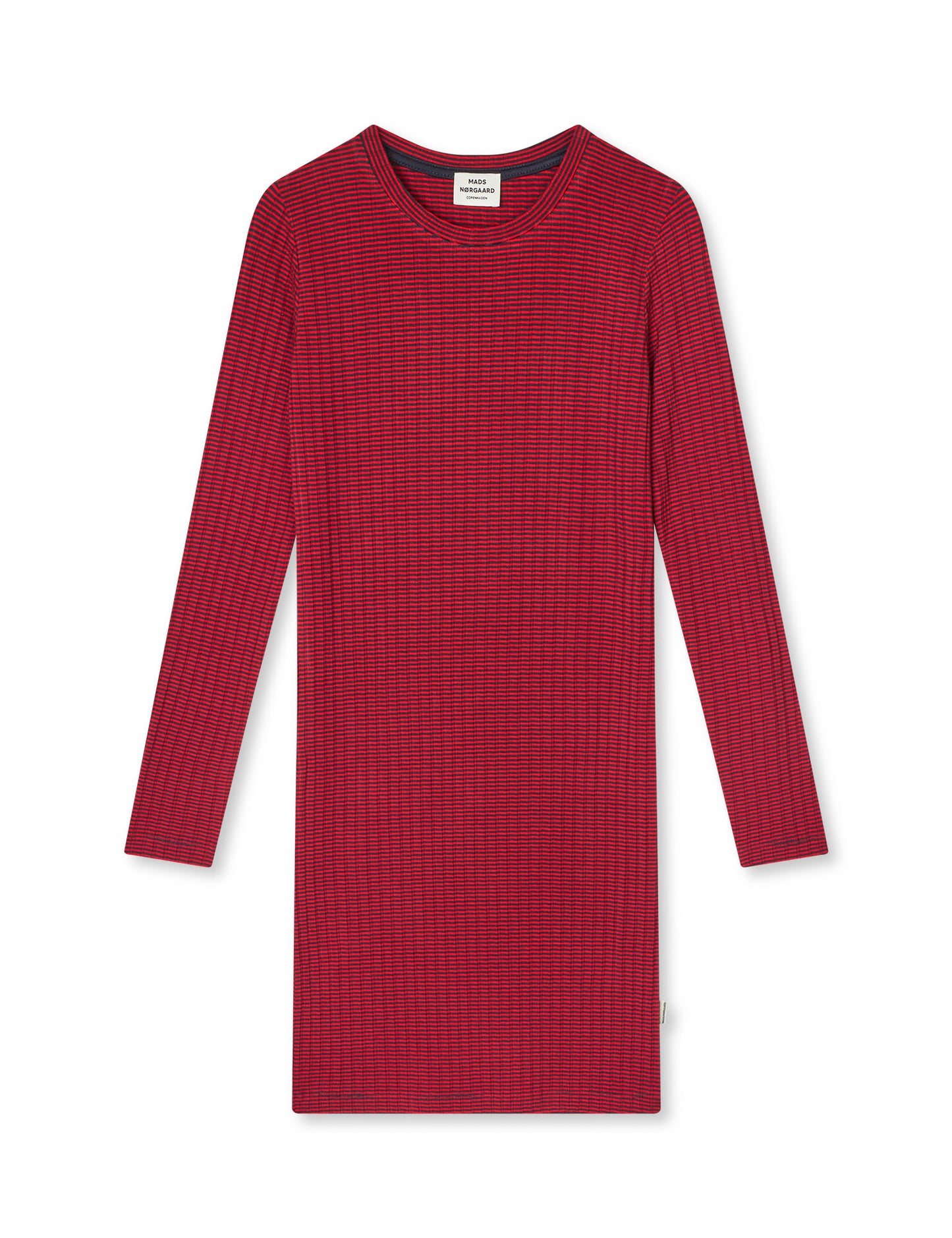 5x5 Classic Stripe Dubina Short Dress, Parisian Night/High Risk Red